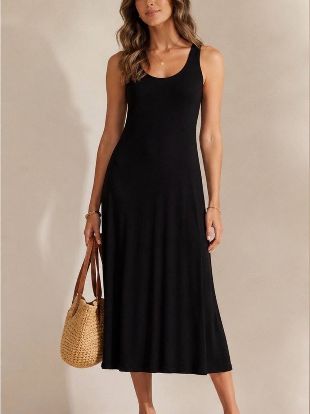Carmen Marc Valvo Black Sleeveless Lace-Up Back Maxi Dress Size M
